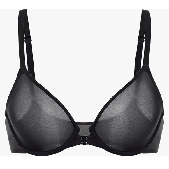 NEW Mesh Front Closure Sheer Demi Plunge Supportive Underwire Bra 36DD - Picture 1 of 9